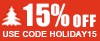 Use Code HOLIDAY15